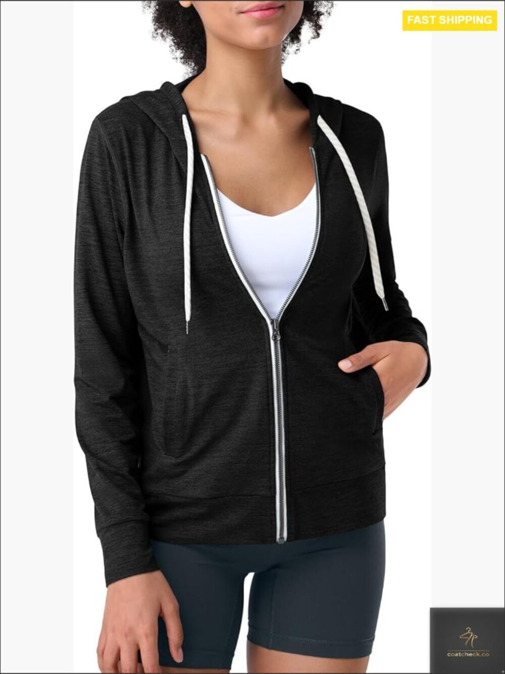 Full Zip Up Workout Hoodie Lightweight Athletic Gym Yoga Casual Jacket